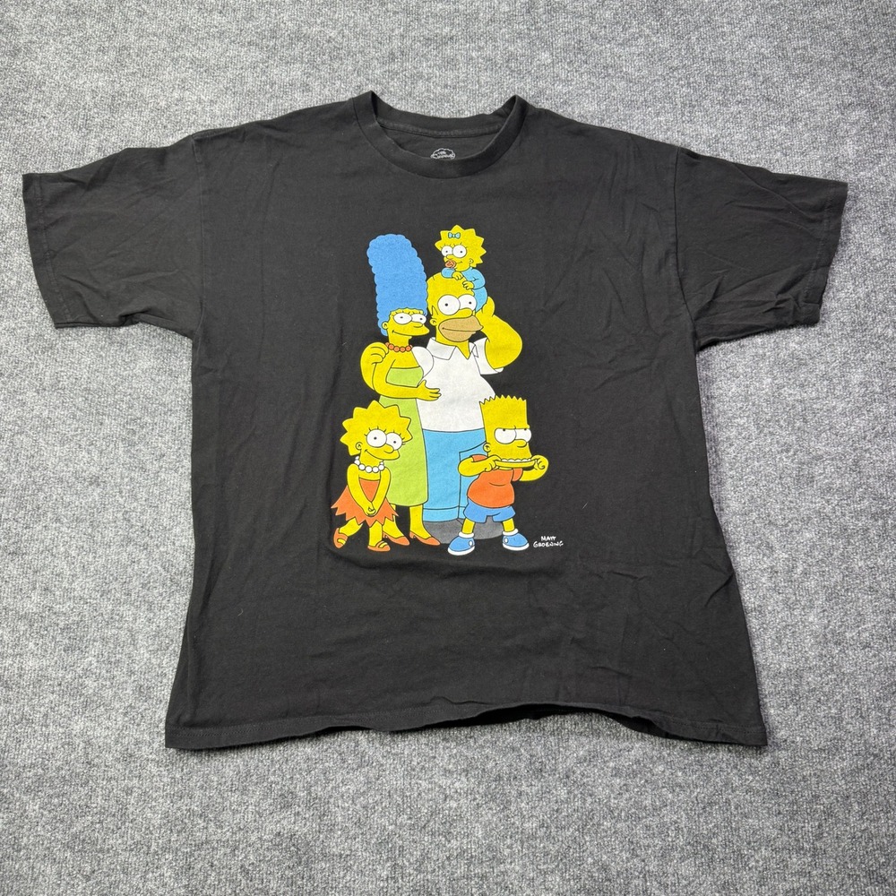 The Simpsons Graphic T Shirt Mens XL Black Family Portrait Retro